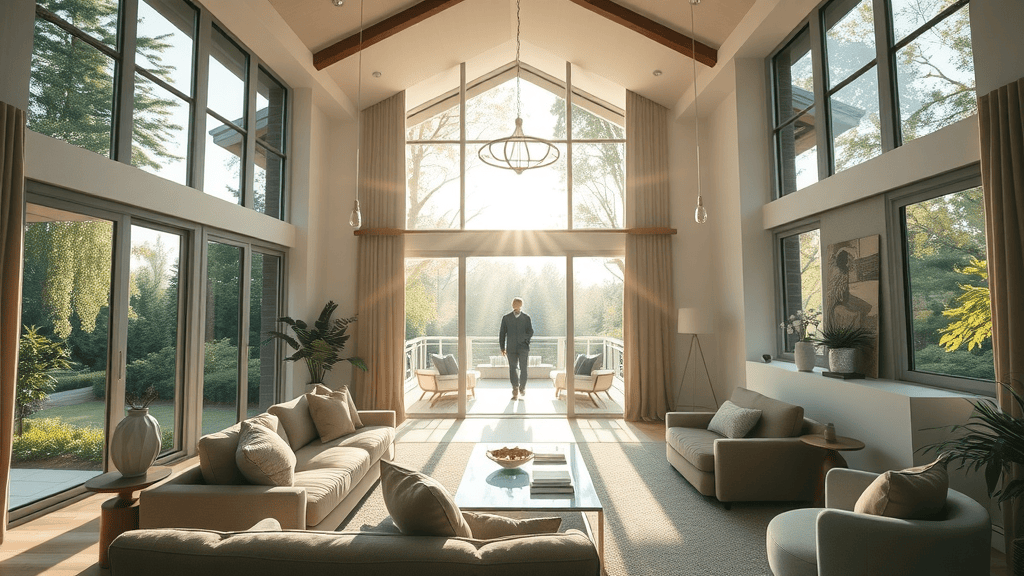 real estate photography luxury home interior natural light open living area