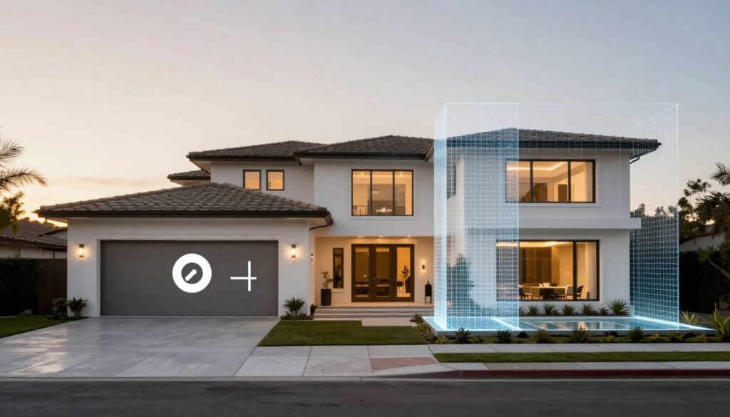 High-end luxury mansion in Coto de Caza, California during golden hour